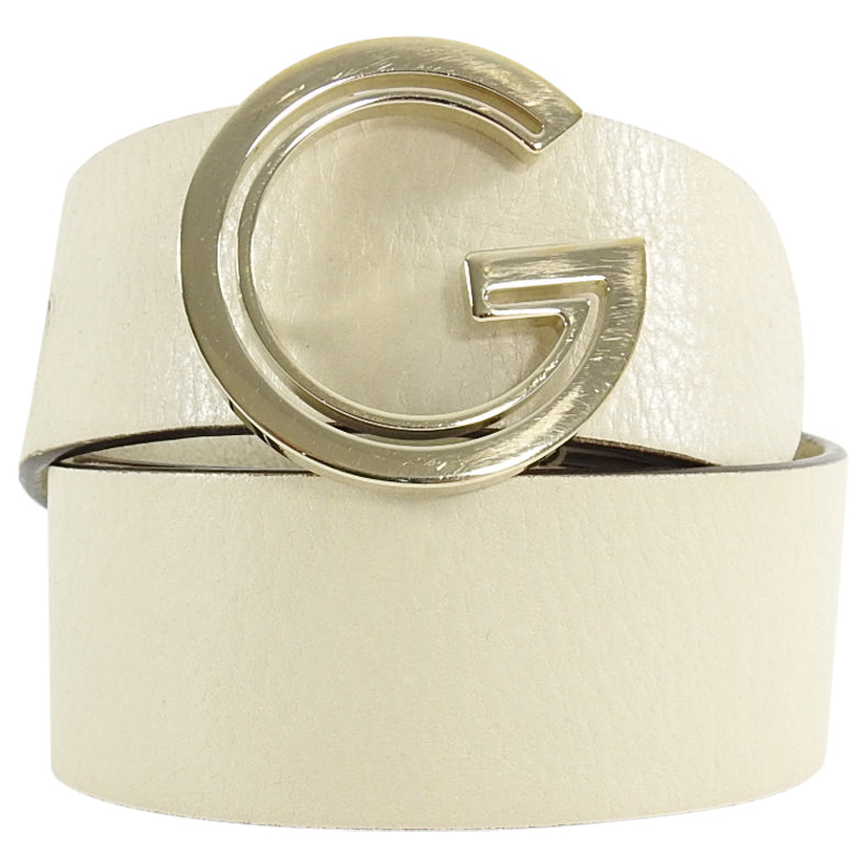 Gucci Vintage Ivory Leather and Gold G Logo Belt