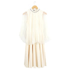 Gucci Ivory Pleated Sheer Overlay Dress with Crystals - XS / 2