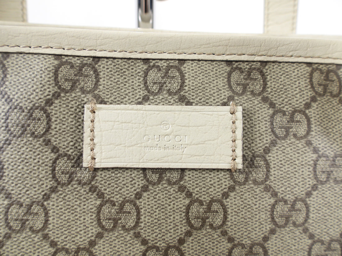 Gucci Monogram Supreme Small Ivory Tote Bag
