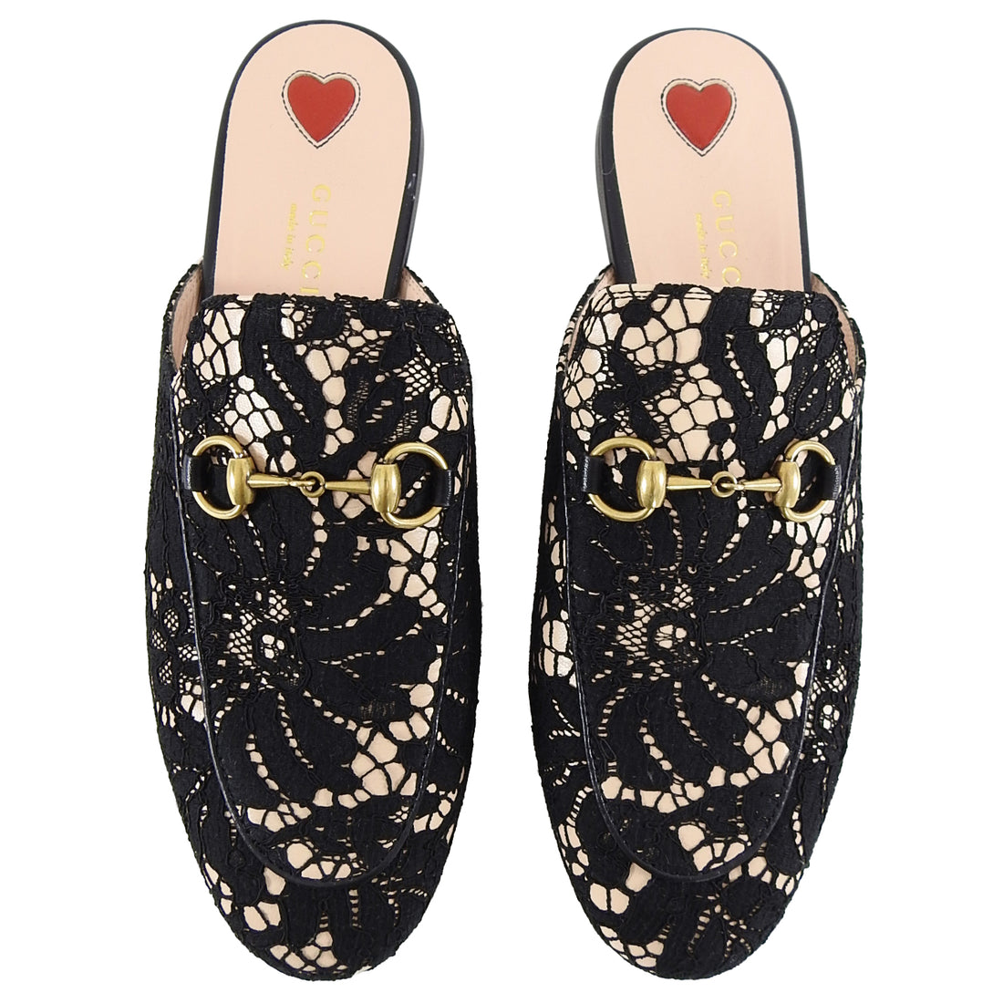 Gucci Black Lace and Horsebit Princetown Slipper Shoes - 6.5