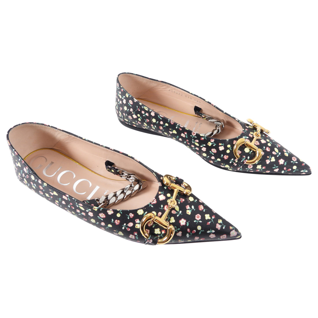 Gucci x Liberty London Limited Edition Floral Pointed Chain Flats - USA 7