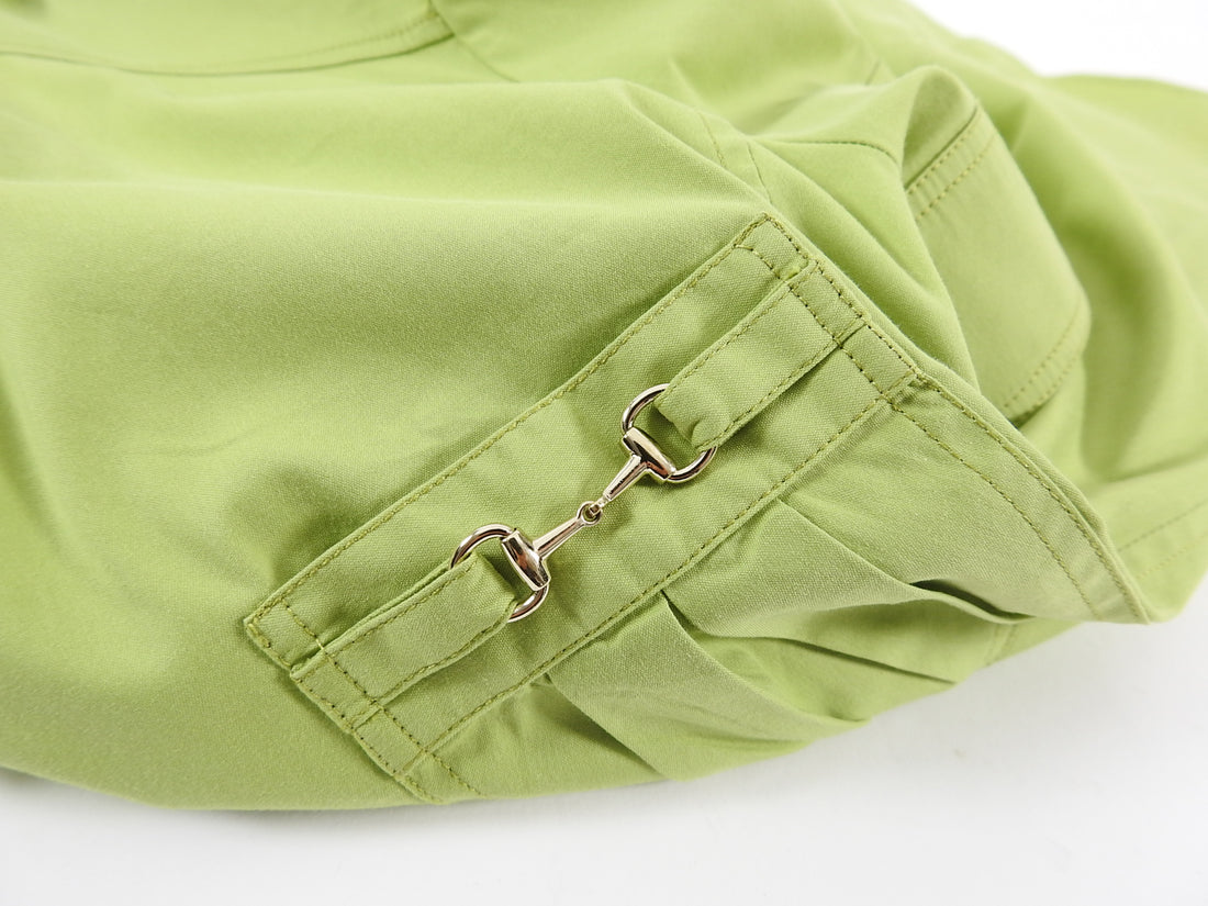Gucci Lime Green Short Sleeve Horsebit Cotton Shirt - IT44 / 8