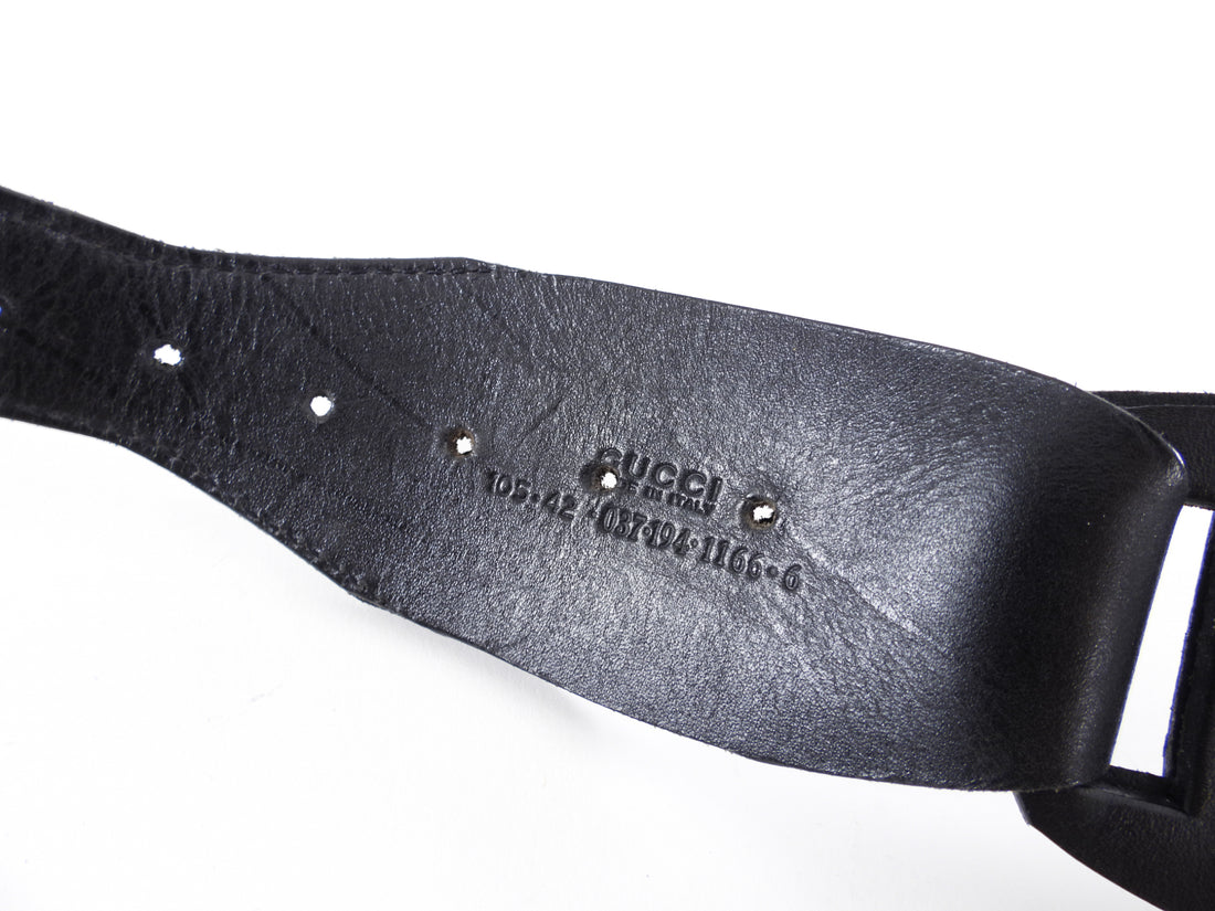 Gucci Black Wide Linked leather Belt - 34-39”