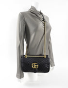 Gucci Marmont Matelasse Black Small Leather Flap Bag