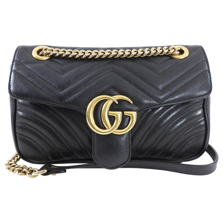 Gucci Marmont Matelasse Black Small Leather Flap Bag