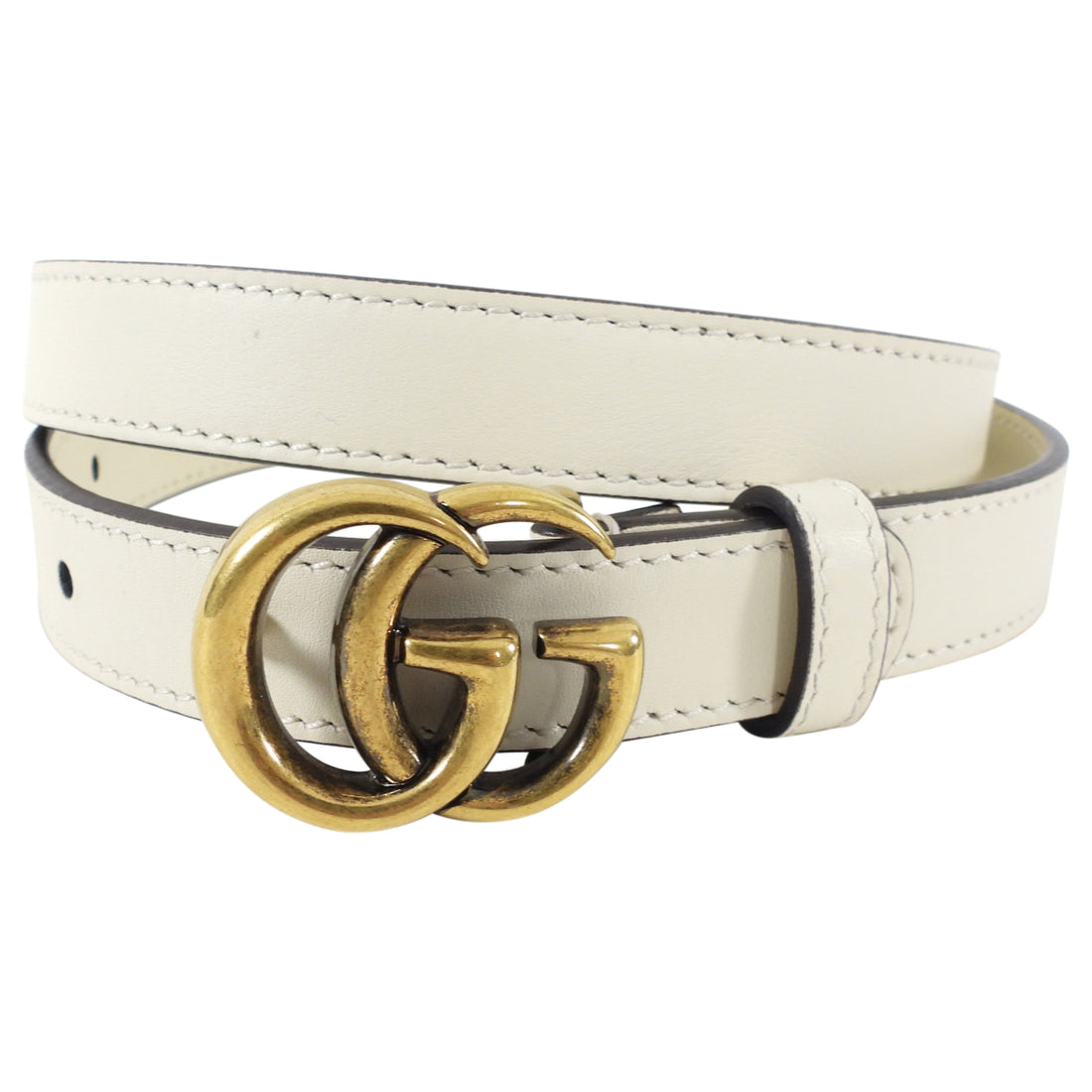 Gucci Ivory Skinny GG Marmont Belt - 70cm / 28”