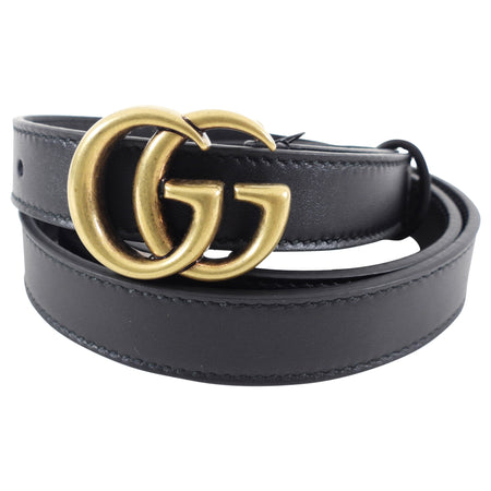 Gucci Marmont Thin 20mm Black Leather Belt - 90/36