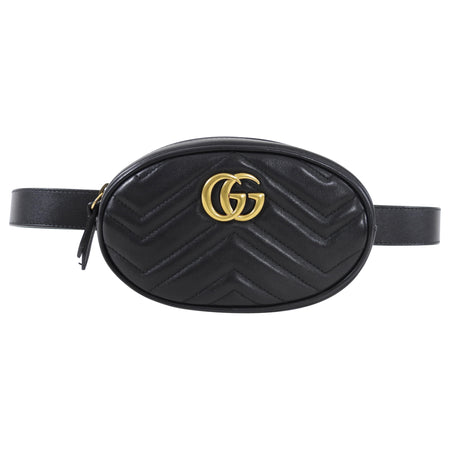 Gucci Black Matelasse Leather Marmont Belt Bag - 85 / 34