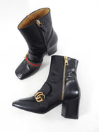 Gucci Peyton Block Heel Web Ankle Boots - EU37
