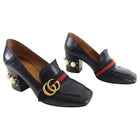 Gucci Marmont Peyton Heel Loafers with Embellished Pearls - 9.5