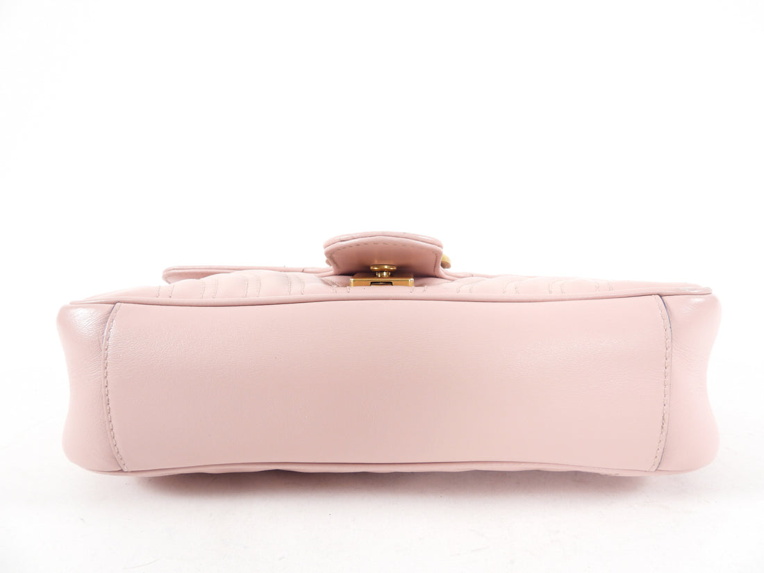 Pink Leather Marmont Matelassé Shoulder Bag Small