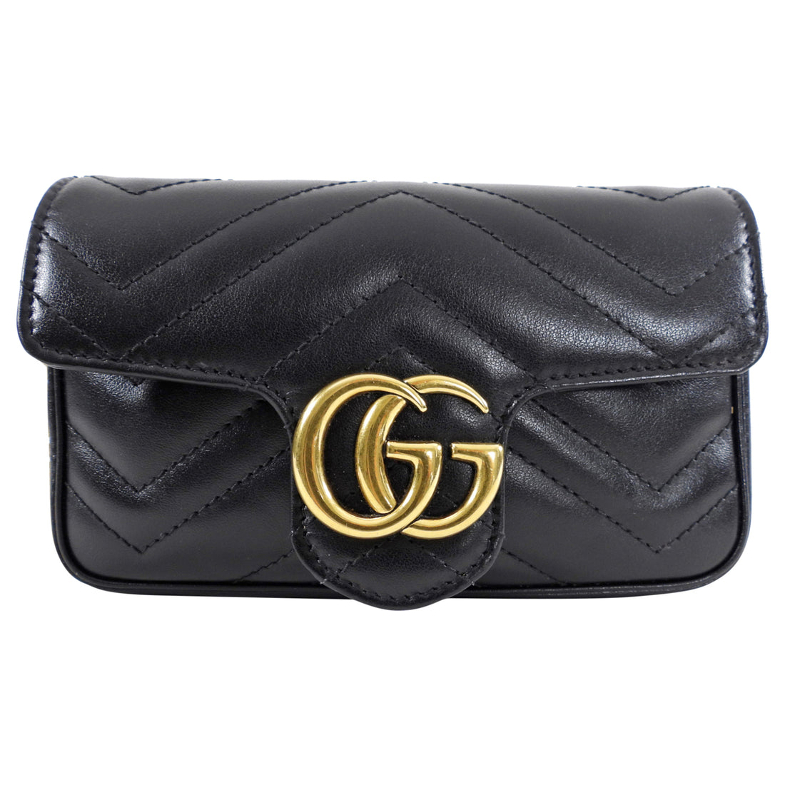 Gucci Black Leather Marmont Matelasse Super Mini Bag