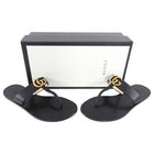 Gucci Marmont GG Logo Black Leather Thong Flat Sandal - 38 / 7.5