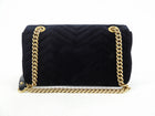 Gucci Black Velvet Marmont Crystal Embellished Small Bag