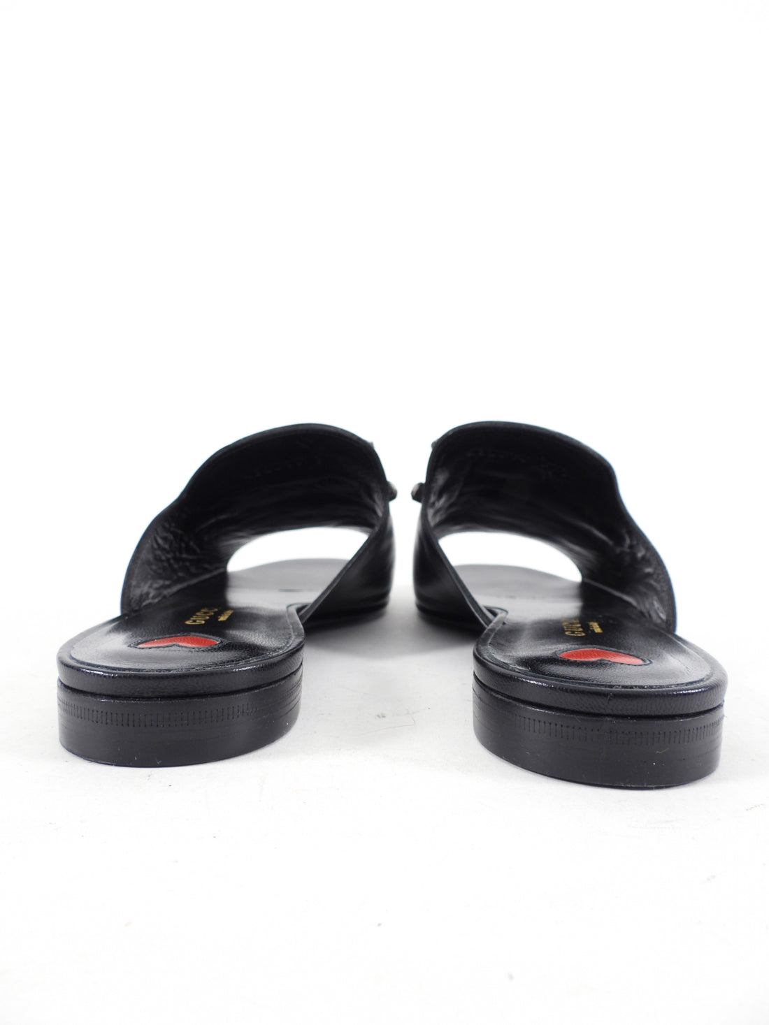 Gucci Black Leather Jewelled Flat Horsebit Slide Sandal - USA 7