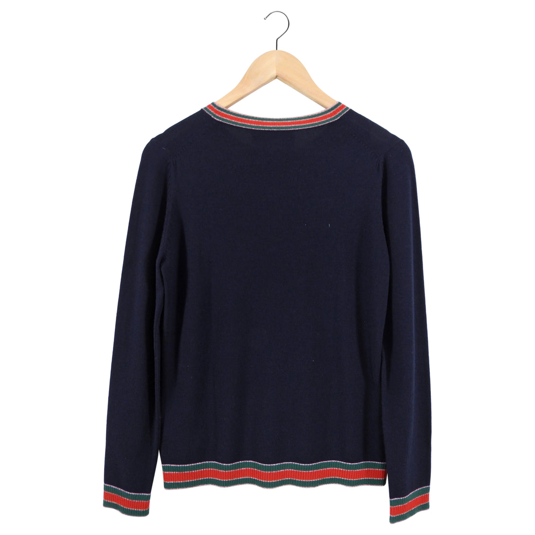 Gucci Midnight Navy Knit Web Trim Sweater - M 