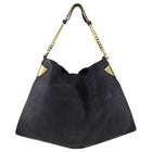 Gucci Black Nubuck Leather 1970 Medium Gold Chain Hobo Bag