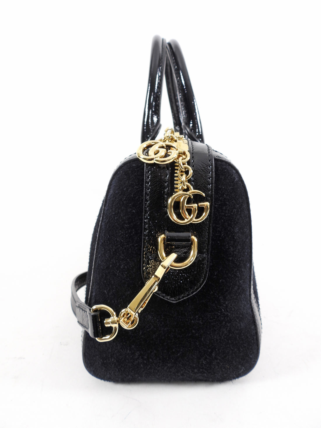 Gucci Black Suede and Patent Ophidia Doctor Bag