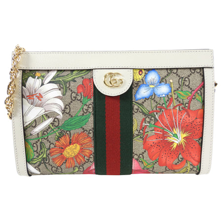 Gucci Ivory Small Ophidia Supreme Floral Shoulder Bag / Clutch