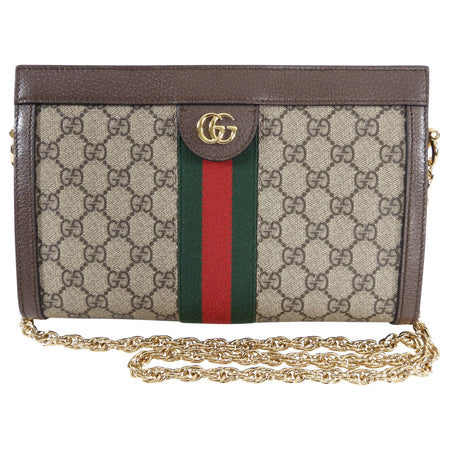 Gucci Brown Monogram GG Web Ophidia Small Shoulder Bag