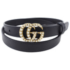 Gucci Marmont Pearl Thin Black Leather Belt - 85 / 34