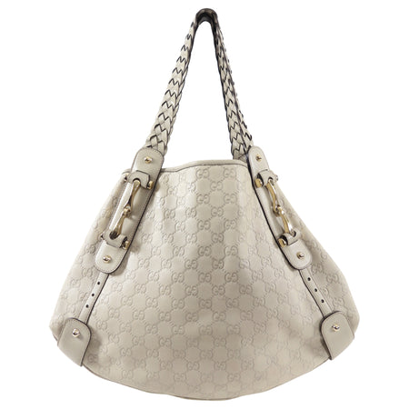 Gucci Ivory Guccissima Leather Braided Strap Pelham Tote Bag