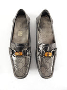 Gucci Pewter Guccissima Leather Bamboo Moccasin Loafer - 38