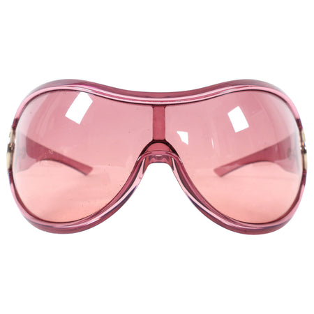 Gucci Pink Horsebit Early 2000's Wrap Shield Sunglasses