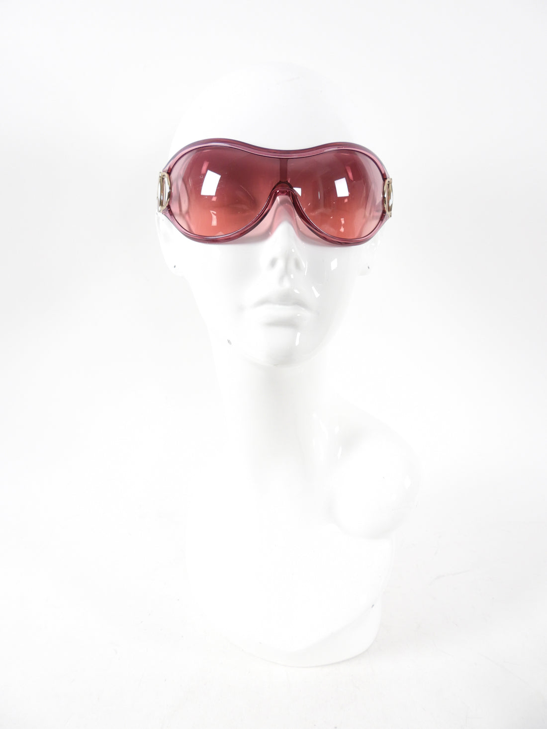 Gucci Pink Horsebit Early 2000's Wrap Shield Sunglasses