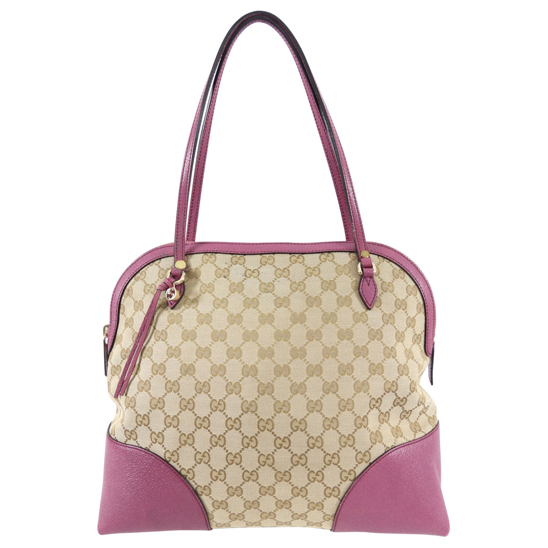 Gucci Monogram Canvas and Pink Leather Bree Shoulder Bag
