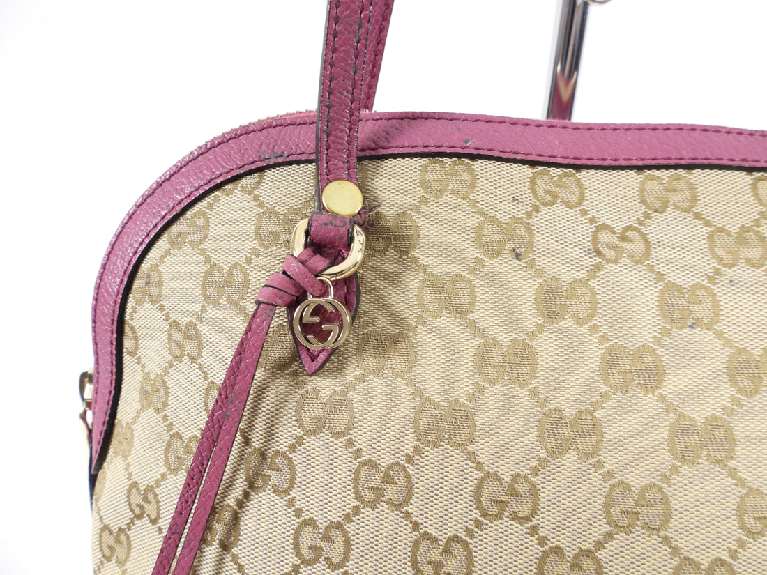 Gucci Monogram Canvas and Pink Leather Bree Shoulder Bag