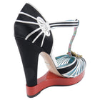 Gucci Black Satin and Silver T-Strap Pump Red Platform with Jewels - 40