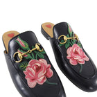Gucci Princetown Slipper with Embroidered Rose - 6.5