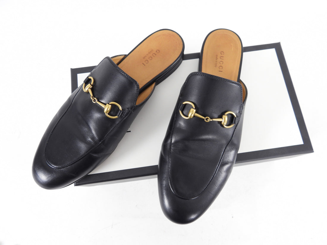 Gucci Princetown Black Leather Horsebit Loafers - 39.5 / USA 9