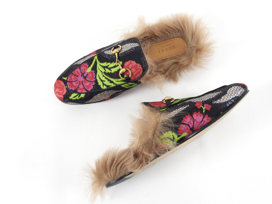Gucci Princetown Floral Brocade Mule Slippers