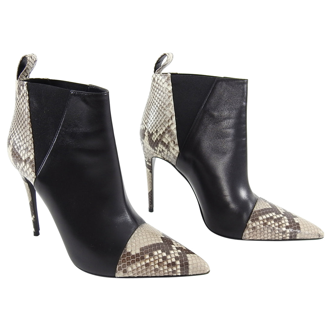 Gucci Python and Leather Pointy Toe Ankle Boots - 40