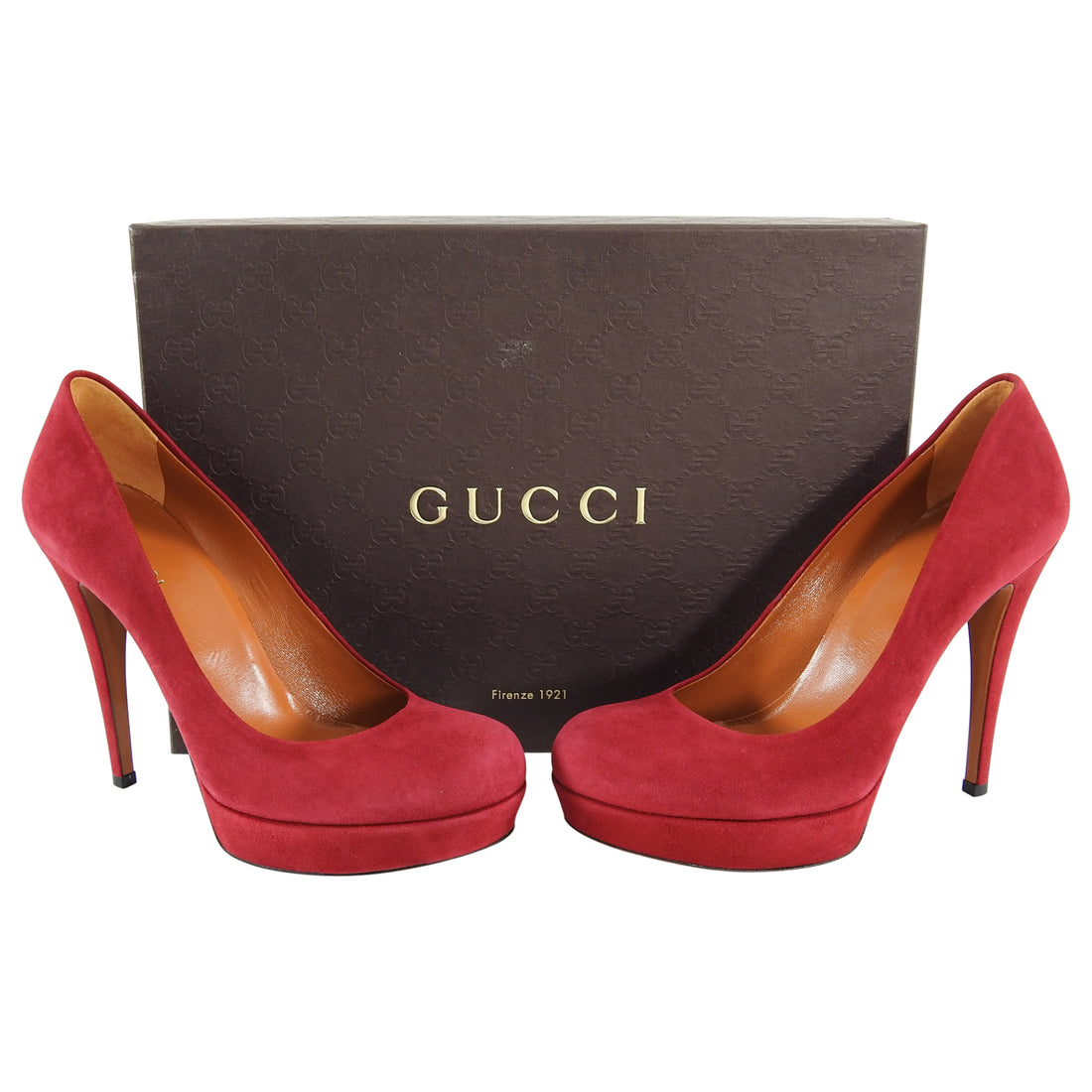 Gucci Raspberry Red Suede Platform Pumps Heels - 6.5