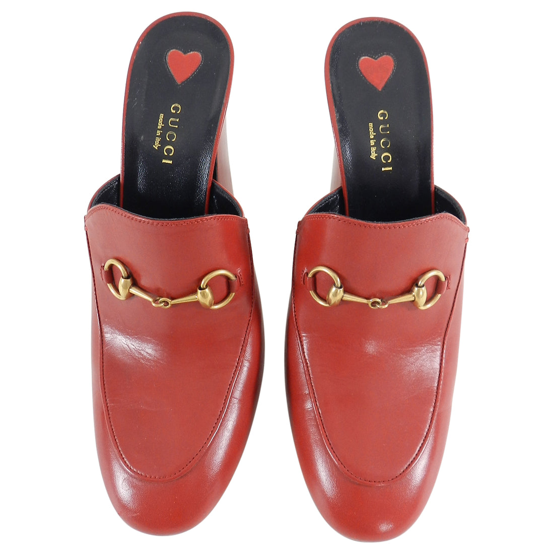 Gucci Red Leather “Julie” Princetown High Heel Mules - 40