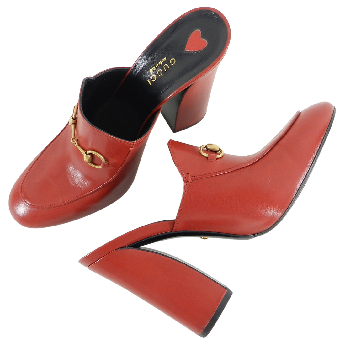 Gucci Red Leather “Julie” Princetown High Heel Mules - 40