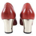 Gucci Red Faux Python Embossed Loafer with GG Logo and Silver Heel - 41.5 / 11