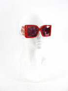 Gucci Oversized Red Square Leaf GG Logo Sunglasses GG0535S