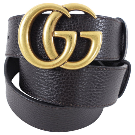 Gucci Black and Brown Reversible Grained Leather Marmont Belt - 100/40