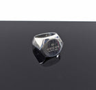 Gucci Sterling Silver Large Hexagonal Logo Signet Ring - USA 9