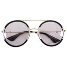 Gucci Black and White Round Light Tint Sunglasses GG0061S