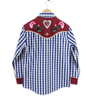 Gucci Blue and Red Check Snap Western Style Embroidered Shirt - S (4/6)