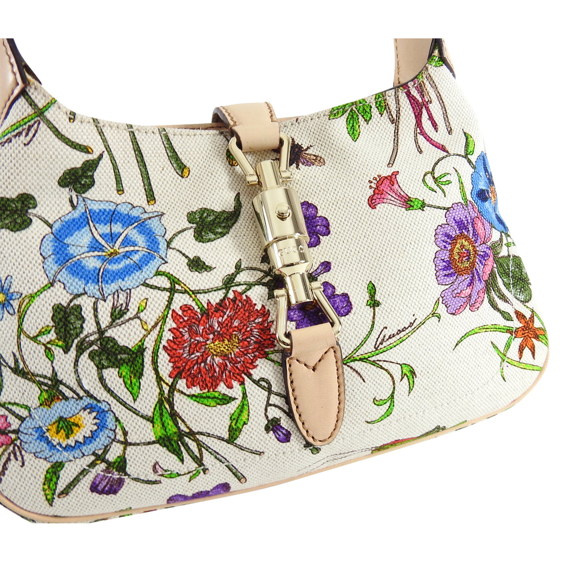 Gucci Canvas Flora New Jackie Small Shoulder Bag
