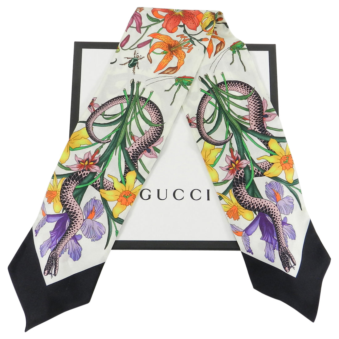 Snake Print Gucci Floral Print Silk Scarf Gucci Snake Print Scarf