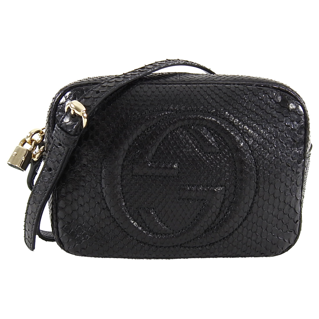 Gucci Soho Chain Tote 18gk1220 Black Python Shoulder Bag