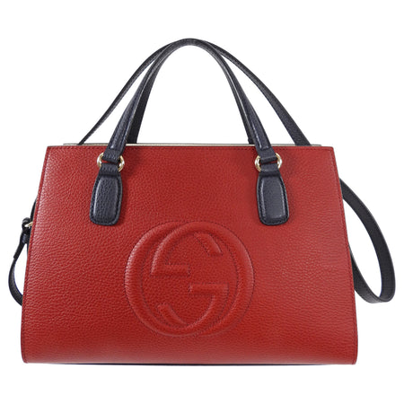 Gucci Soho Leather Top Handle Bag in Red Tricolor