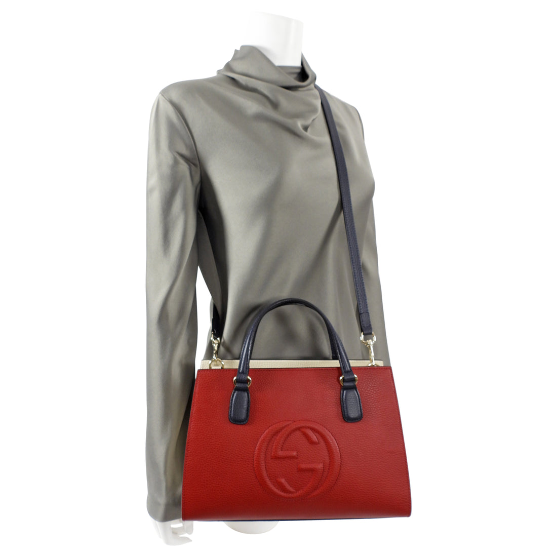 Gucci Soho Leather Top Handle Bag in Red Tricolor